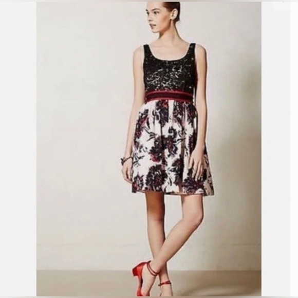 Anthropologie Peter Som x Made In Kind Brushstroke Blossoms Cocktail Dre… - Picture 1 of 14